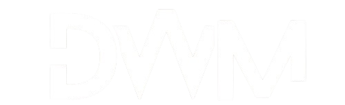 Logotipo DWM em branco, fundo transparente